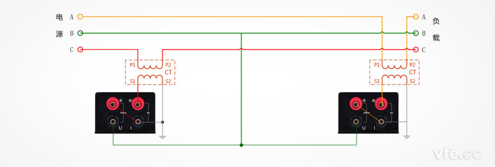 DP800數(shù)字功率計(jì)電壓直測(cè)、電流測(cè)互感器接線圖
