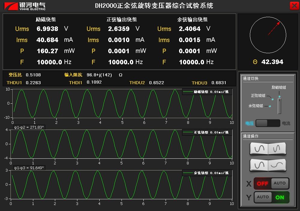 正余弦旋轉變壓器試驗系統上位機軟件界面截圖